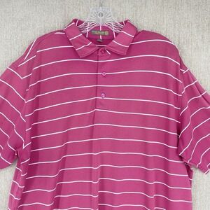 Peter Millar Shirt Mens Large Pink Summer Comfort Performance Golf Polo‎ Striped
